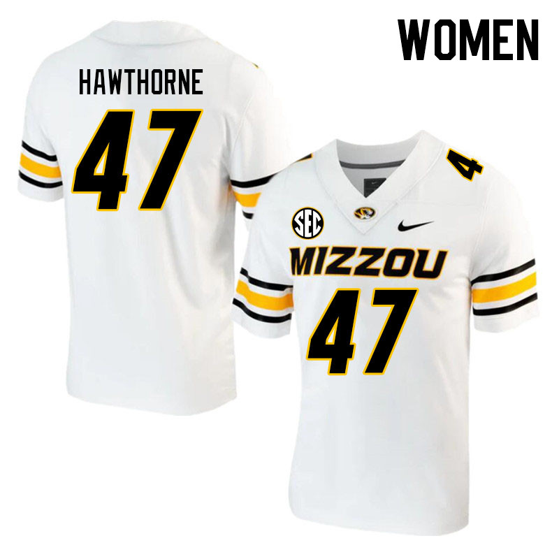 Women #47 Daniel Hawthorne Missouri Tigers College 2023 Football Stitched Jerseys Sale-White